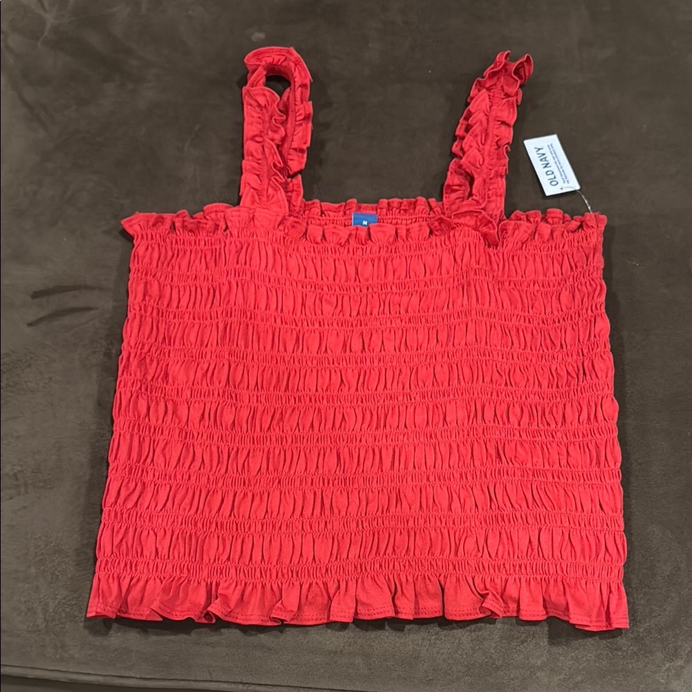 Old Navy NWT Red Smocked Ruffled Tank Top